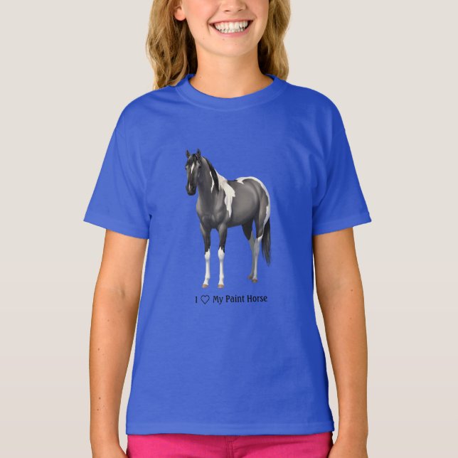 Camiseta I Heart (Love) My Grulla Pinto Paint Horse (Anverso)