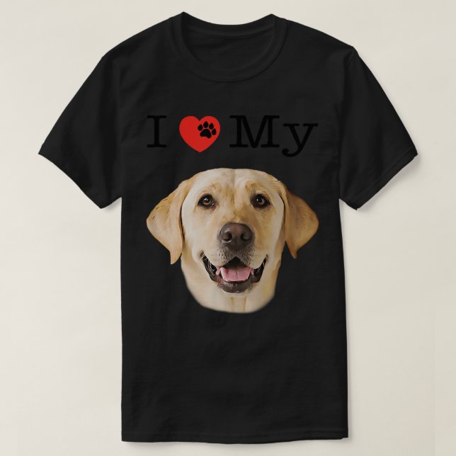 Camiseta I Heart Love My Yellow Lab Portrait of Labrador Fa (Diseño del anverso)