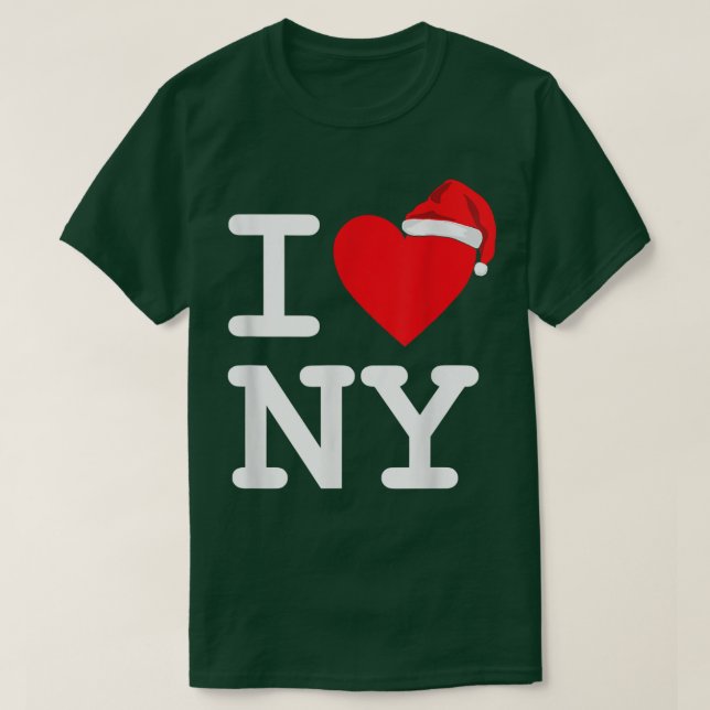 Camiseta I Heart Love NY New York City NYC Santa Hat Christ (Diseño del anverso)