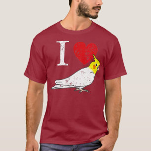Camiseta I heart Lutino Cockatiel White Parrot Lover