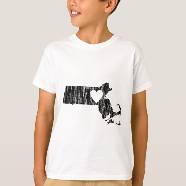 Camiseta I Heart Massachusetts Grunge Esquema de Estado Amo (Anverso)