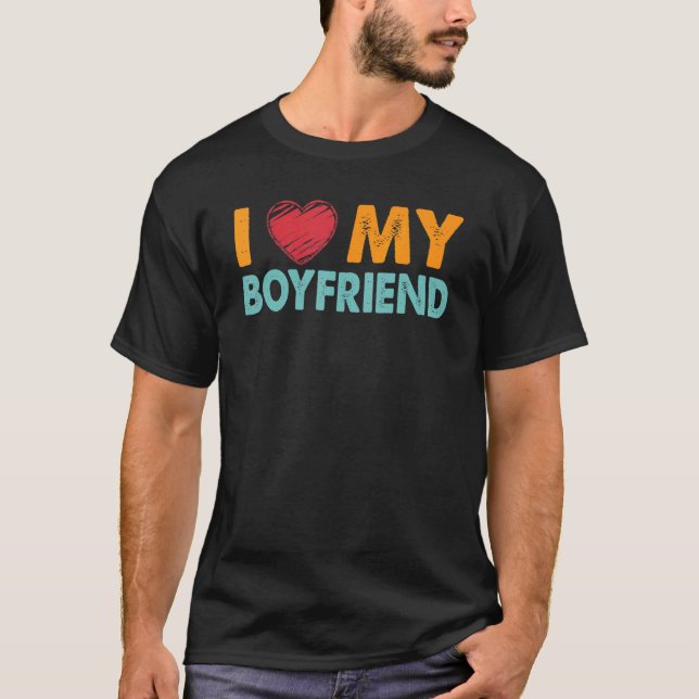 Camiseta I Heart My Boyfriend Loving Girlfriend  Couple (Anverso)