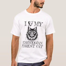 Camiseta I Heart My Norwegian Forest Cat Pawprints Black