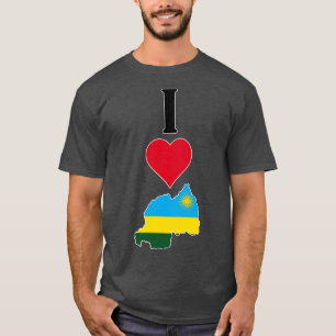 Camiseta I Heart RI Love Rwandan National Flag Map Vertical