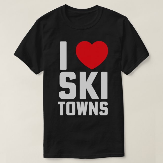 Camiseta I Heart Ski Towns Park City Lake Placid Jackson Ho (Diseño del anverso)