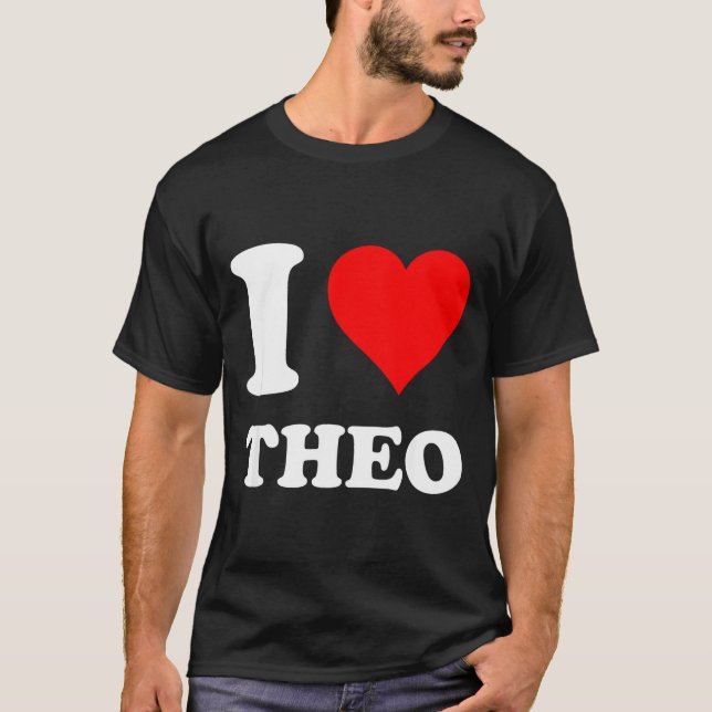 Camiseta I Heart Theo I Love Theo Red Heart Valentine's Day (Anverso)