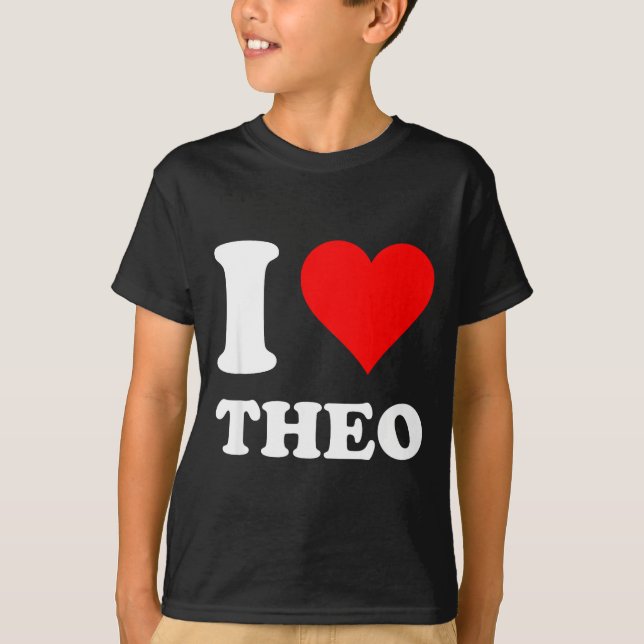 Camiseta I Heart Theo I Love Theo Red Heart Valentine's Day (Anverso)