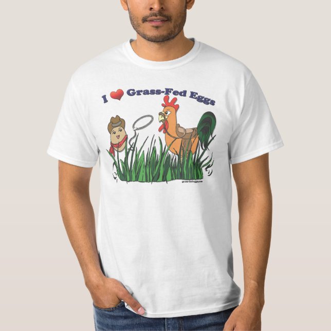 Camiseta I huevos de Hierba-FED del corazón (Anverso)