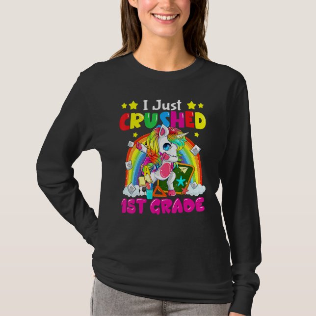 Camiseta I Just Crushed 1st Grade Dabbing Unicorn Back To S (Anverso)