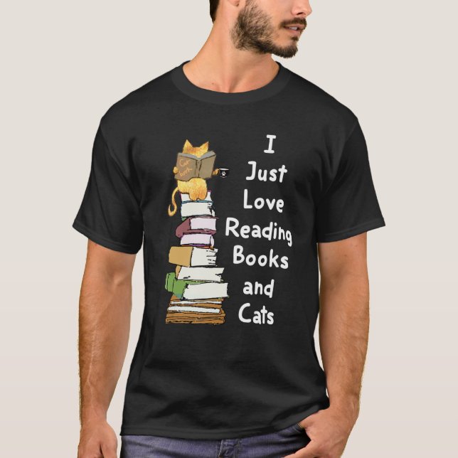 Camiseta I Just Love Reading Books and Cats Family Design (Anverso)