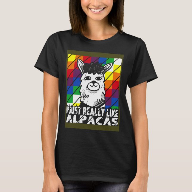 Camiseta I Just Really Like Alpacas Wiphala Flag Andean Lla (Anverso)