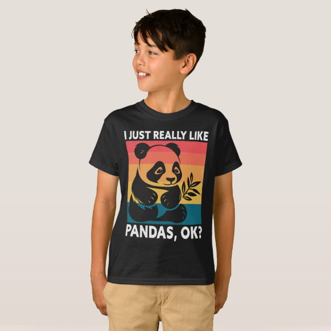 Camiseta I Just Really Like Pandas OK – Cute Retro Panda  (Anverso completo)