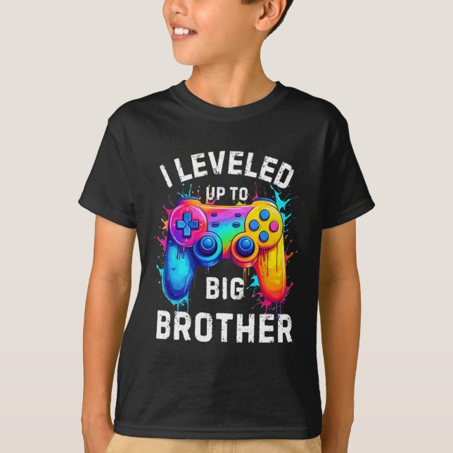 Camiseta I Leveled Up To Big Brother Funny Gamer Splash Art (Anverso)