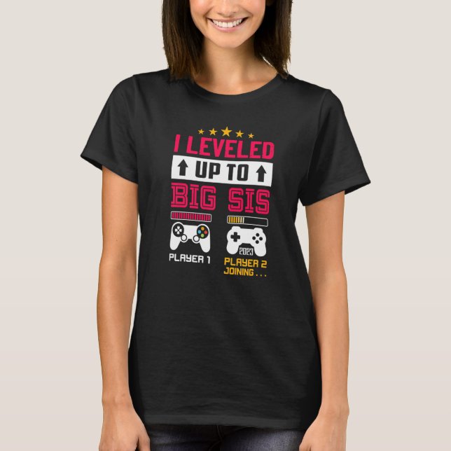 Camiseta I Leveled Up To Big Sis 2023  Big Sister Announcem (Anverso)