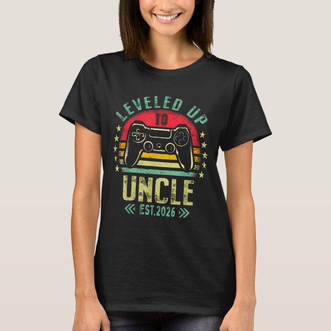 Camiseta I Leveled Up To Uncle 2026 Promoted To Uncle Level (Anverso)