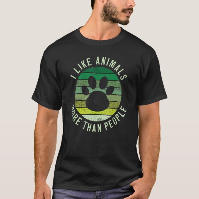 Camiseta I Like Animals More Than People  Vegan Vegetarian  (Anverso)