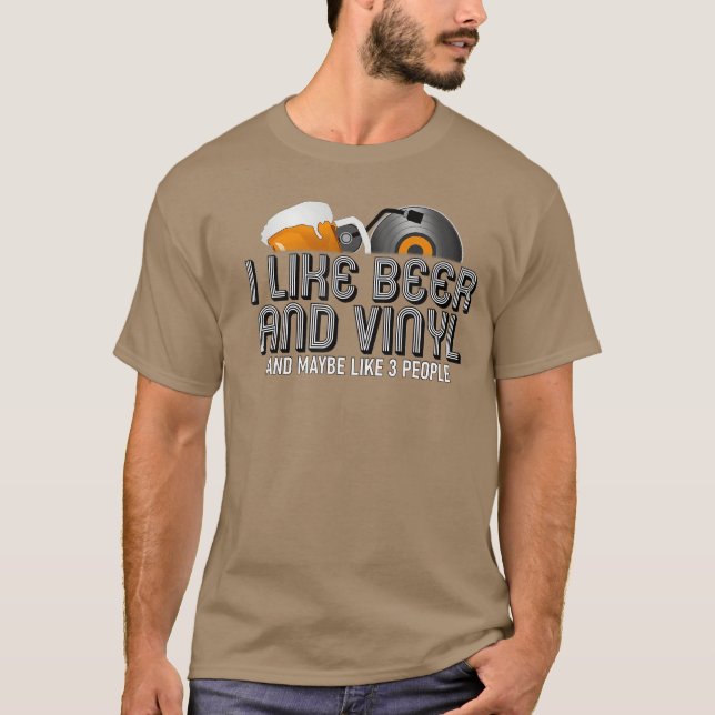 Camiseta I Like Beer Vinyl Funny Vinyl Record Music Gift bo (Anverso)