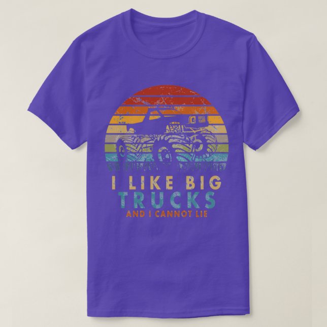 Camiseta I like big monster trucks I retro sun (Diseño del anverso)