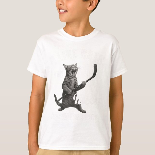 Camiseta I Like Cats And Hockey Maybe 3 People Funny Hockey (Anverso)