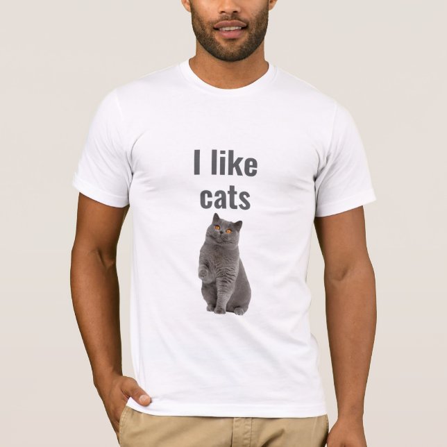 Camiseta I Like Cats – Cute Gray Cat Illustration Design (Anverso)