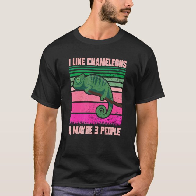 Camiseta I Like Chameleons Maybe 3 People  Quote Lizard Gra (Anverso)