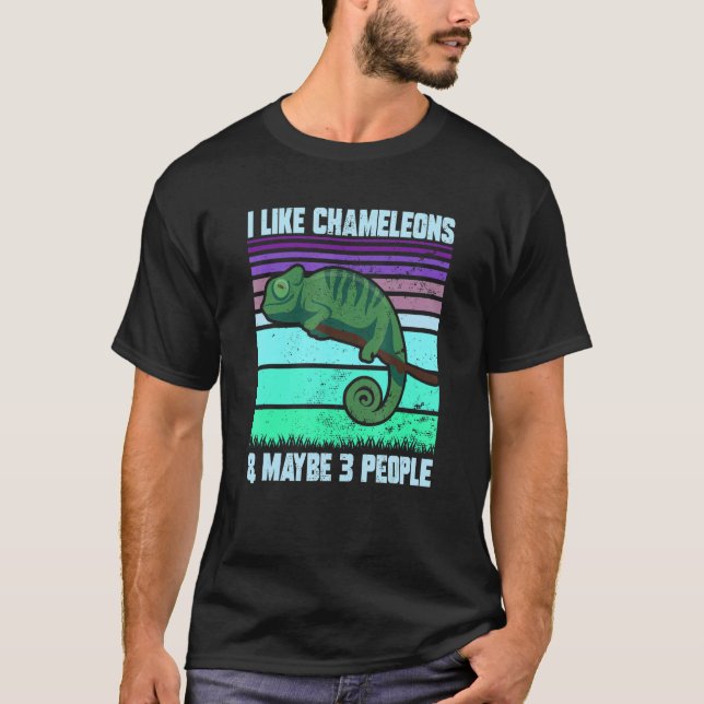 Camiseta I Like Chameleons Maybe 3 People  Quote Lizard Gra (Anverso)