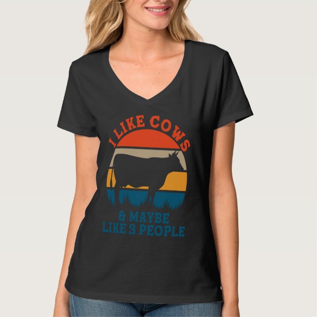 Camiseta I like cows and maybe like 3 peoples   cute cow (Anverso)