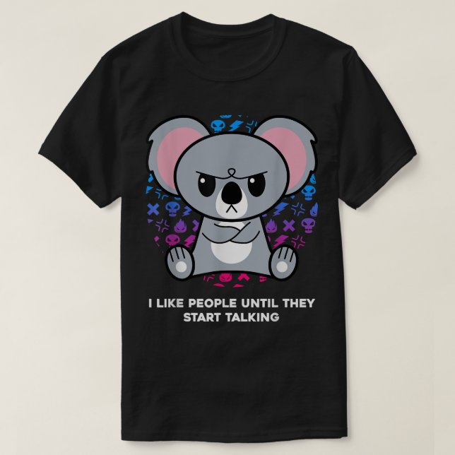 Camiseta I Like People Until They Start Talking Nerd Koala  (Diseño del anverso)