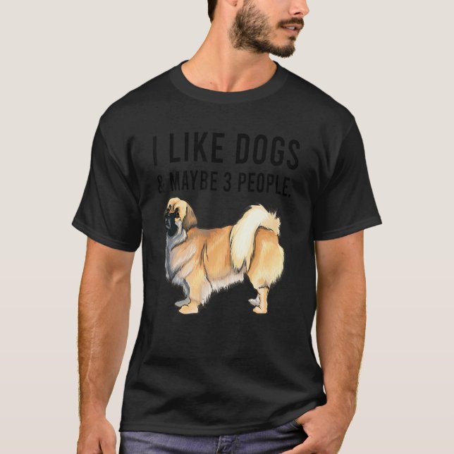 Camiseta I Like Tibetan Spaniel Dogs And Maybe 3 People (Anverso)
