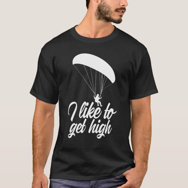 Camiseta I Like To Get High Retro  Men Paraglider Adventure (Anverso)