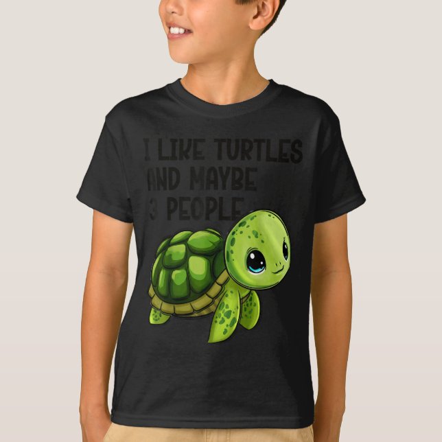 Camiseta I Like Turtles And Maybe Three People Funny Retro  (Anverso)