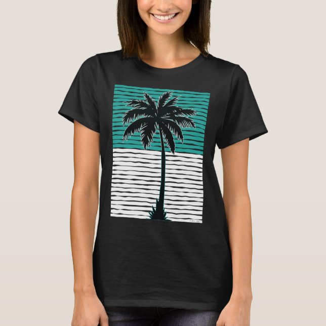 Camiseta I Live Life Palm Tree Picture Cool Aqua Green Whit (Anverso)
