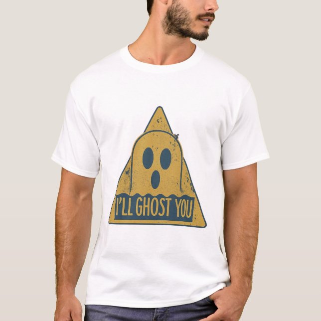 Camiseta I’ll Ghost You” Retro Warning Sign Halloween Desig (Anverso)