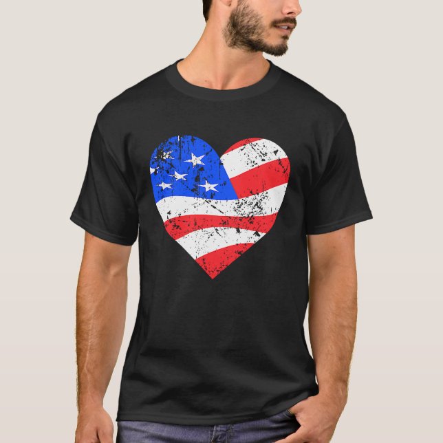 Camiseta I Love America  Distressed USA flag heart (Anverso)