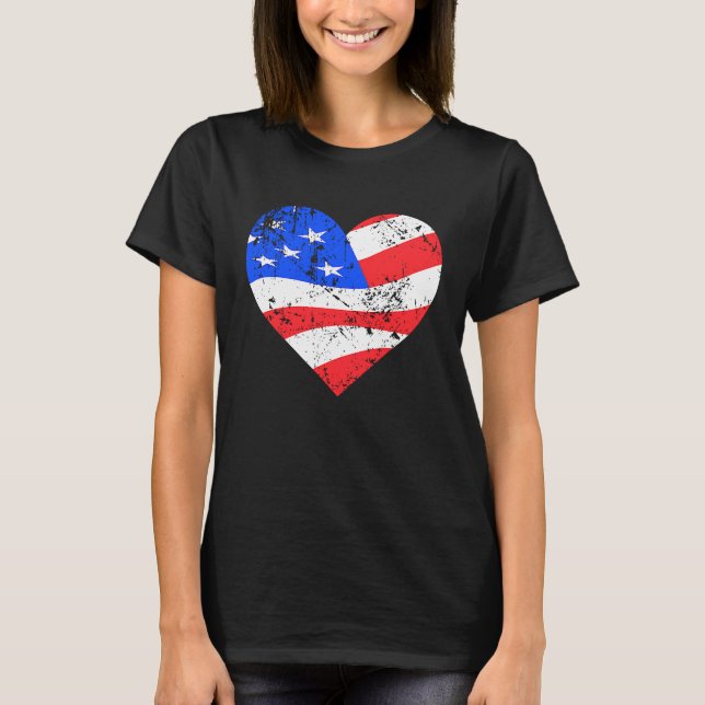Camiseta I Love America  Distressed USA flag heart (Anverso)