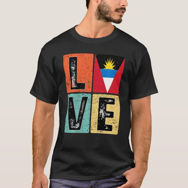 Camiseta I Love Antigua And Barbuda Flag For Antiguan Barbu (Anverso)
