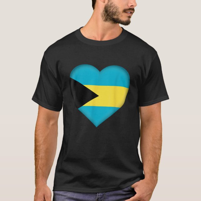 Camiseta I Love Bahamas  Bahamian Flag Heart Outfit  (Anverso)