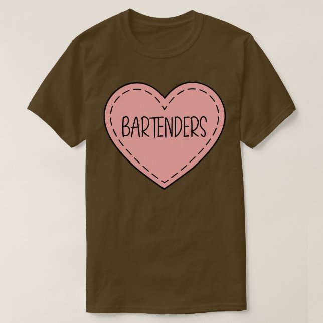 Camiseta I Love Bartenders Cute and Sassy Pink Heart Shape  (Diseño del anverso)