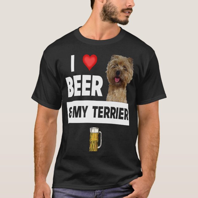 Camiseta I Love Beer and My Cairn Terrier Dog Mom Dad Drink (Anverso)
