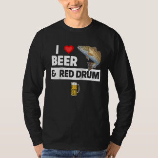 Camiseta I Love Beer and Red Drum Fishing Lake Redfish Drin