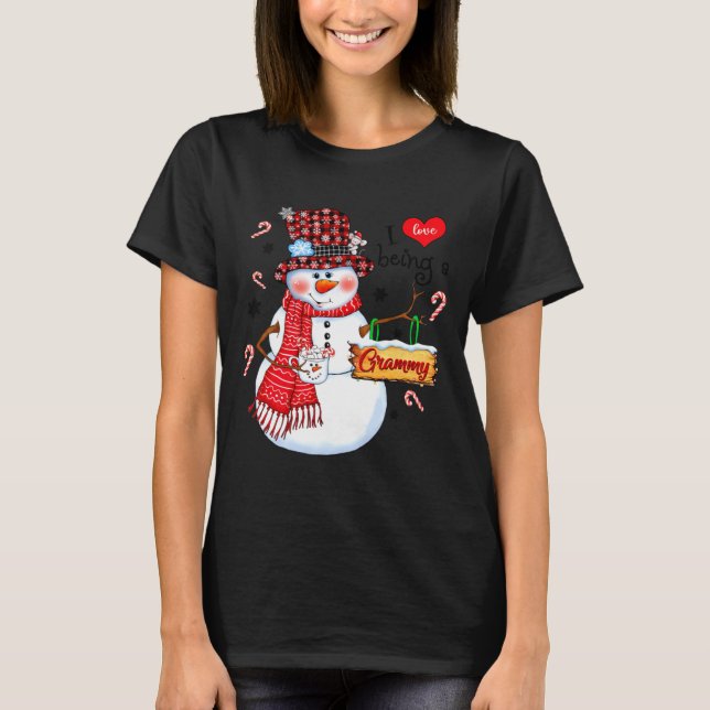 Camiseta I Love Being A Grammy Snowman Xmas Happy New Merry (Anverso)