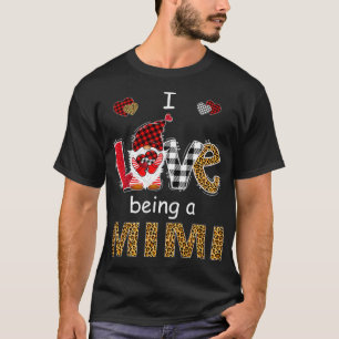 Camiseta I Love Being A Mimi Love Gnome Leopard Plaid Mothe