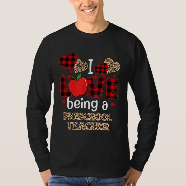 Camiseta I Love Being A Preschool Teacher Red Plaid Valenti (Anverso)