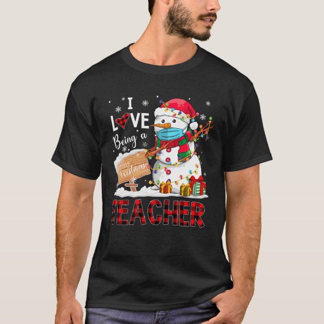 Camiseta I Love Being A Teacher Christmas Dabbing Snowman D (Anverso)