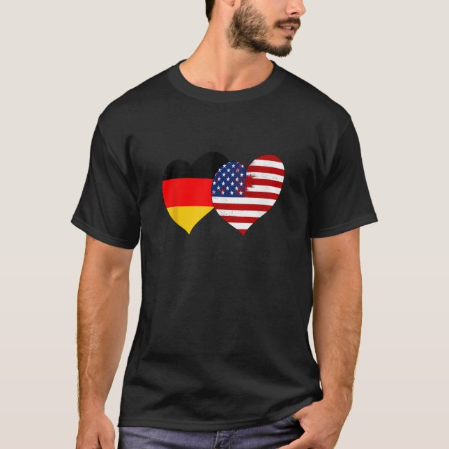Camiseta I Love Berlin I Love USA Cool Germany USA Flag Hea (Anverso)