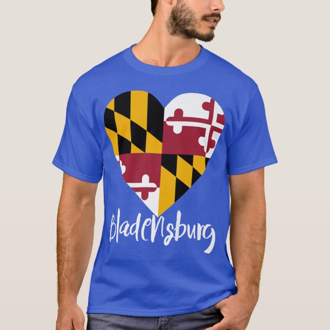 Camiseta I Love Bladensburg Maryland MD Flag Heart Gift Sou (Anverso)