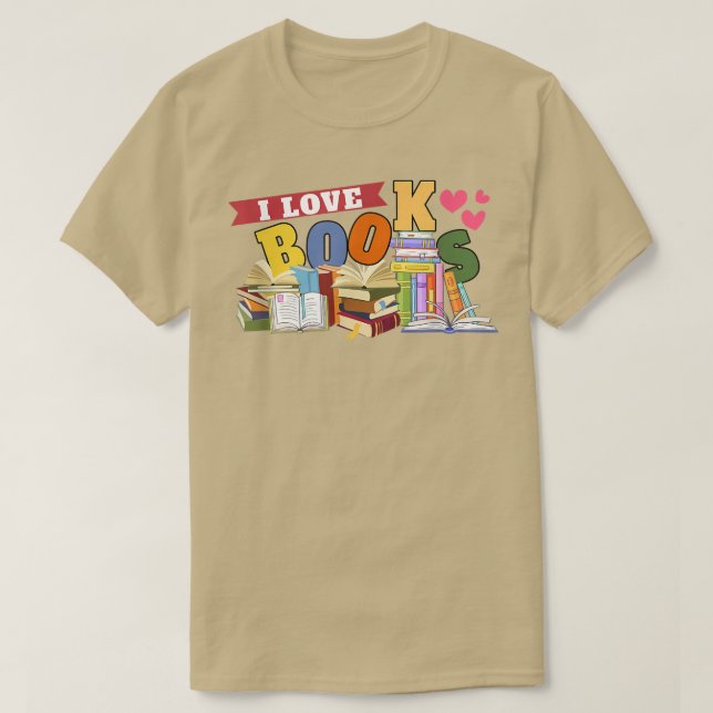 Camiseta I Love Books Heart Leyendo Historias Libro Lover60 (Diseño del anverso)