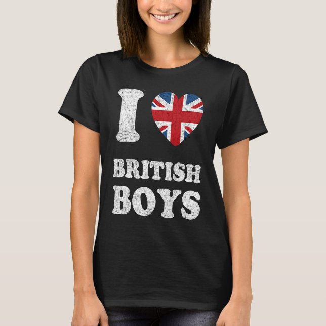 Camiseta I Love British Boys UK Union Jack Heart Flag (Anverso)