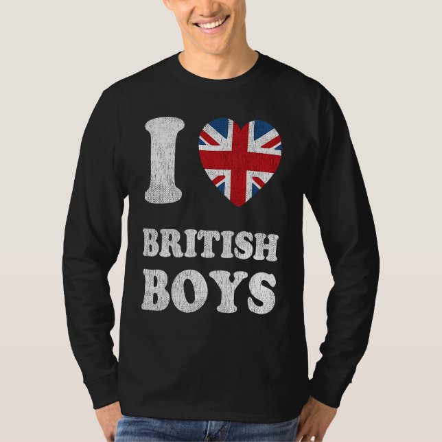 Camiseta I Love British Boys UK Union Jack Heart Flag (Anverso)