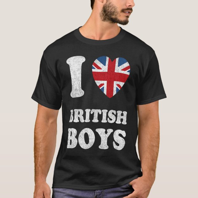 Camiseta I Love British Boys UK Union Jack Heart Flag (Anverso)